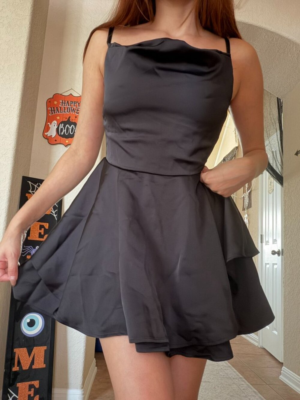 Black Spaghetti Strap Mini Dress